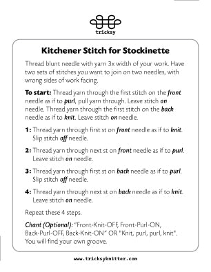 Kitchener Stitch Cheat Card